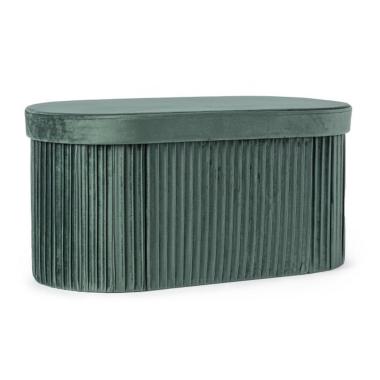 Pouf Contenitore Jocelyn Ovale Velluto Verde | Bizzotto