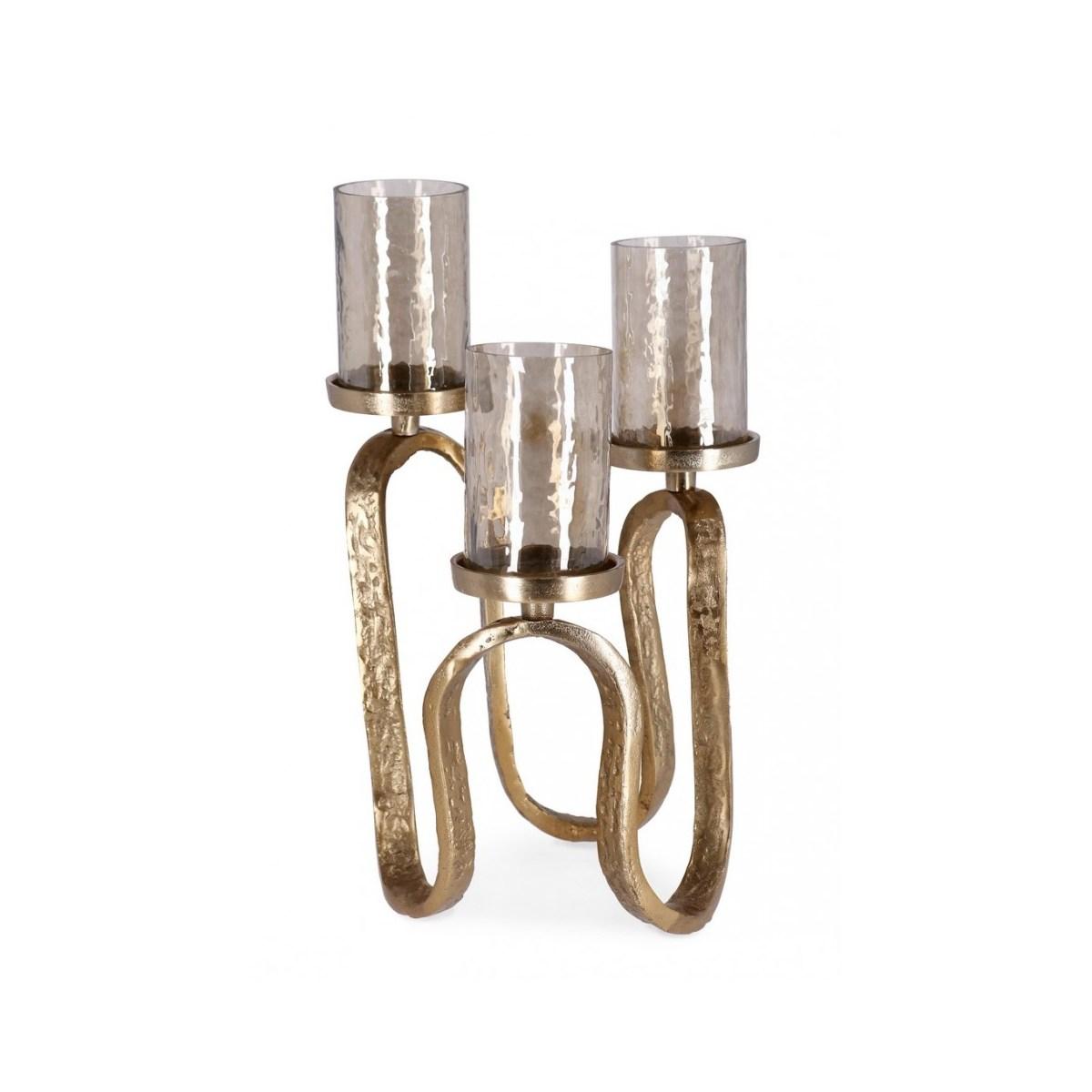 Candelabro Sagar 3Fuochi Oro cm.H29 | Bizzotto