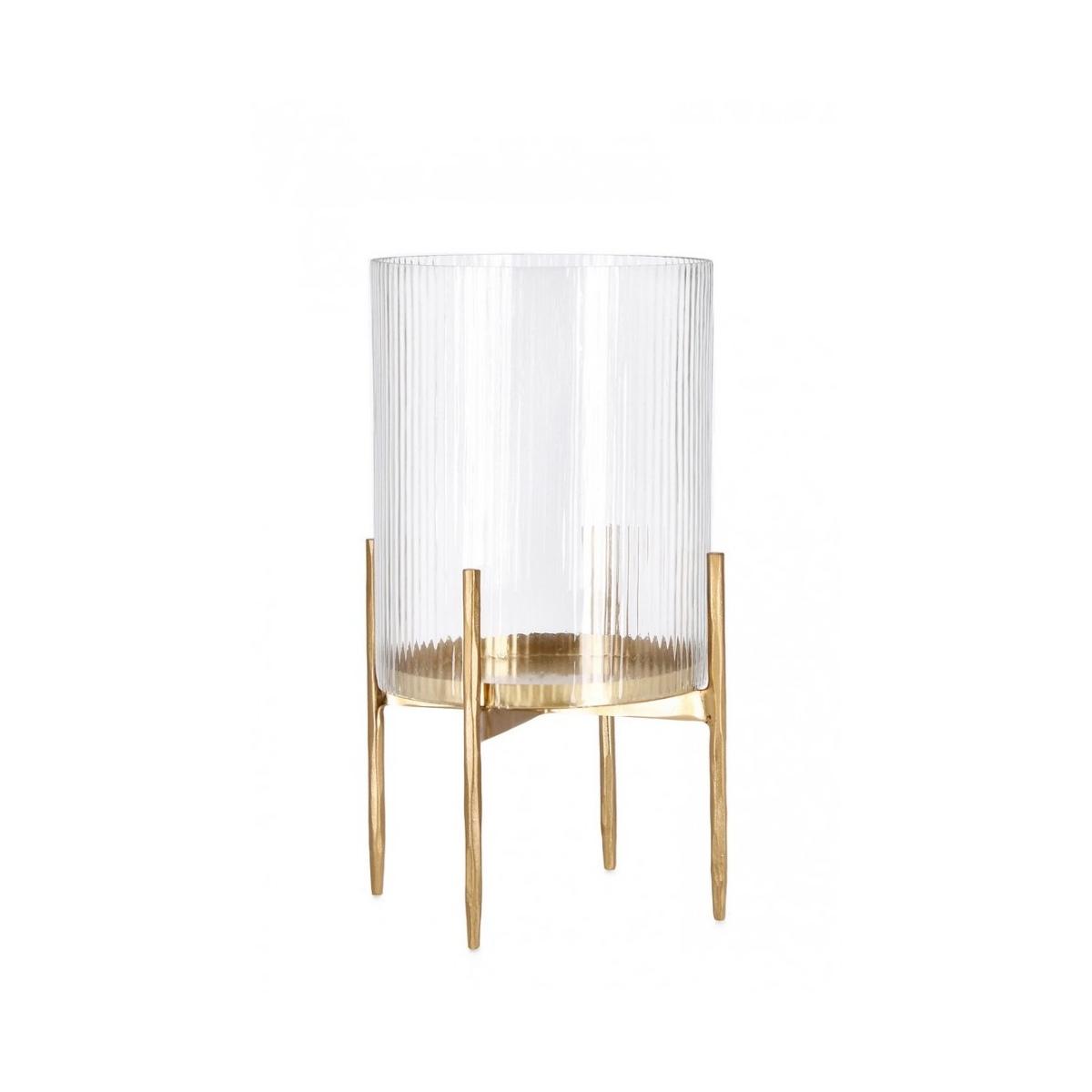 Lanterna Siwan Righe Trasp Oro cm.H40 | Bizzotto