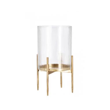 Lanterna Siwan Righe Trasp Oro cm.H40 | Bizzotto