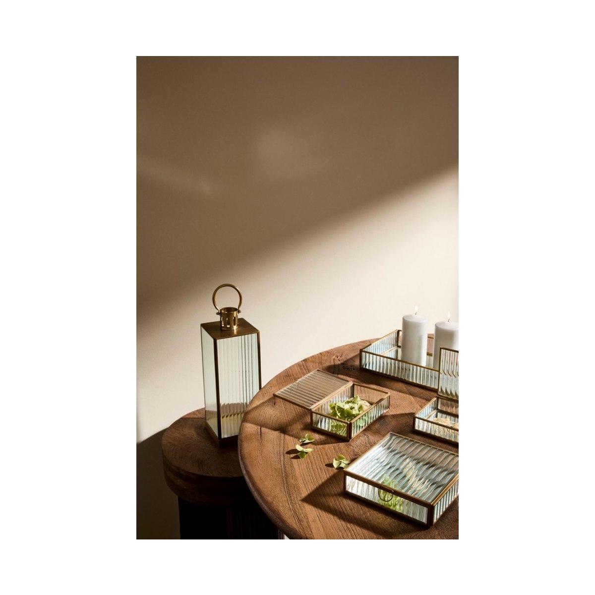 Lanterna Tehri 1 Manico Righe Trasp Oro cm.H39 | Bizzotto