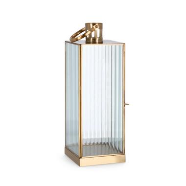 Lanterna Tehri 1 Manico Righe Trasp Oro cm.H39 | Bizzotto
