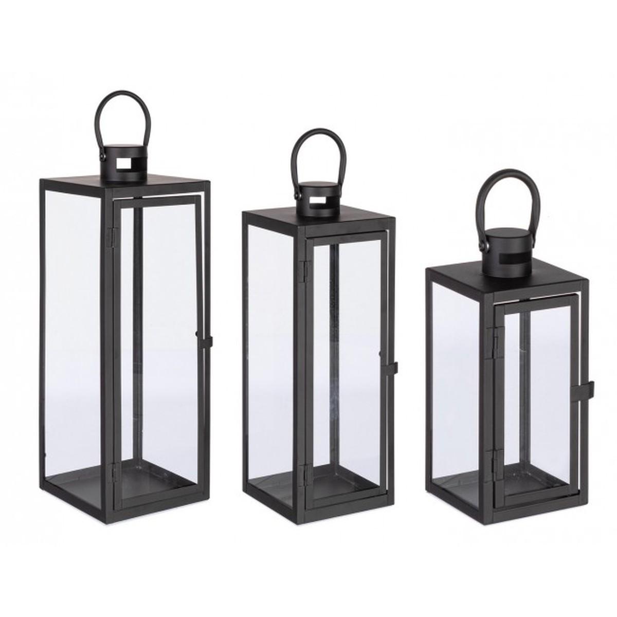 Lanterna Set pz.3 Azenor Nero | Bizzotto