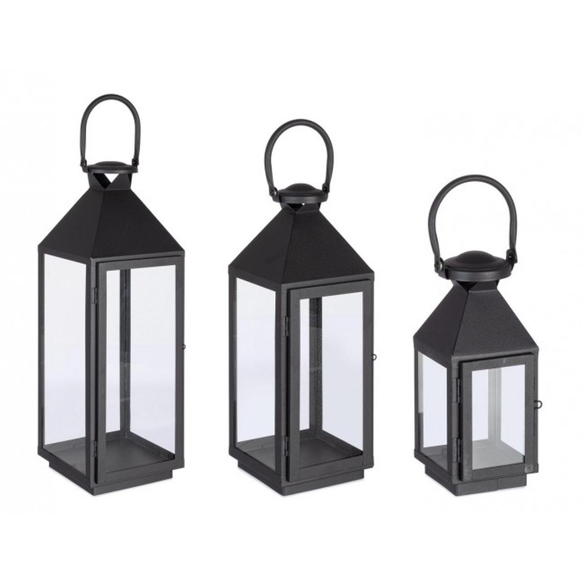 Lanterna Set pz.3 Lucinda Nero | Bizzotto