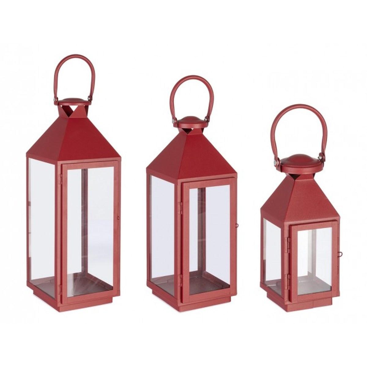 Lanterna Set pz.3 Lucinda Rosso | Bizzotto