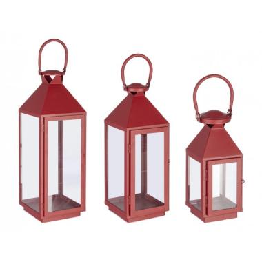 Lanterna Set pz.3 Lucinda Rosso | Bizzotto