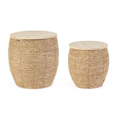 Cesto Set pz.2 con Coperchio Shakir To Natural  | Bizzotto