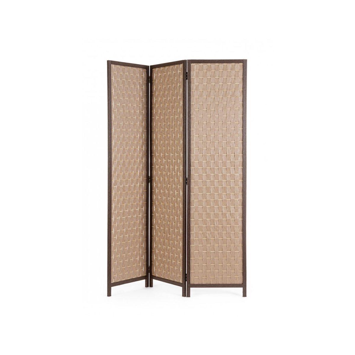 Paravento 3 Ante Jorah Nat-Marrone cm.135x180H | Bizzotto