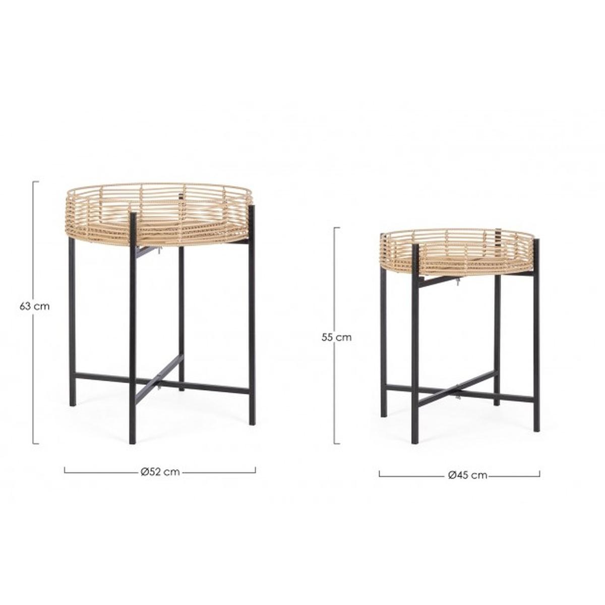 Tavolino Set pz.2 Rendy Tondo Naturale Nero | Bizzotto