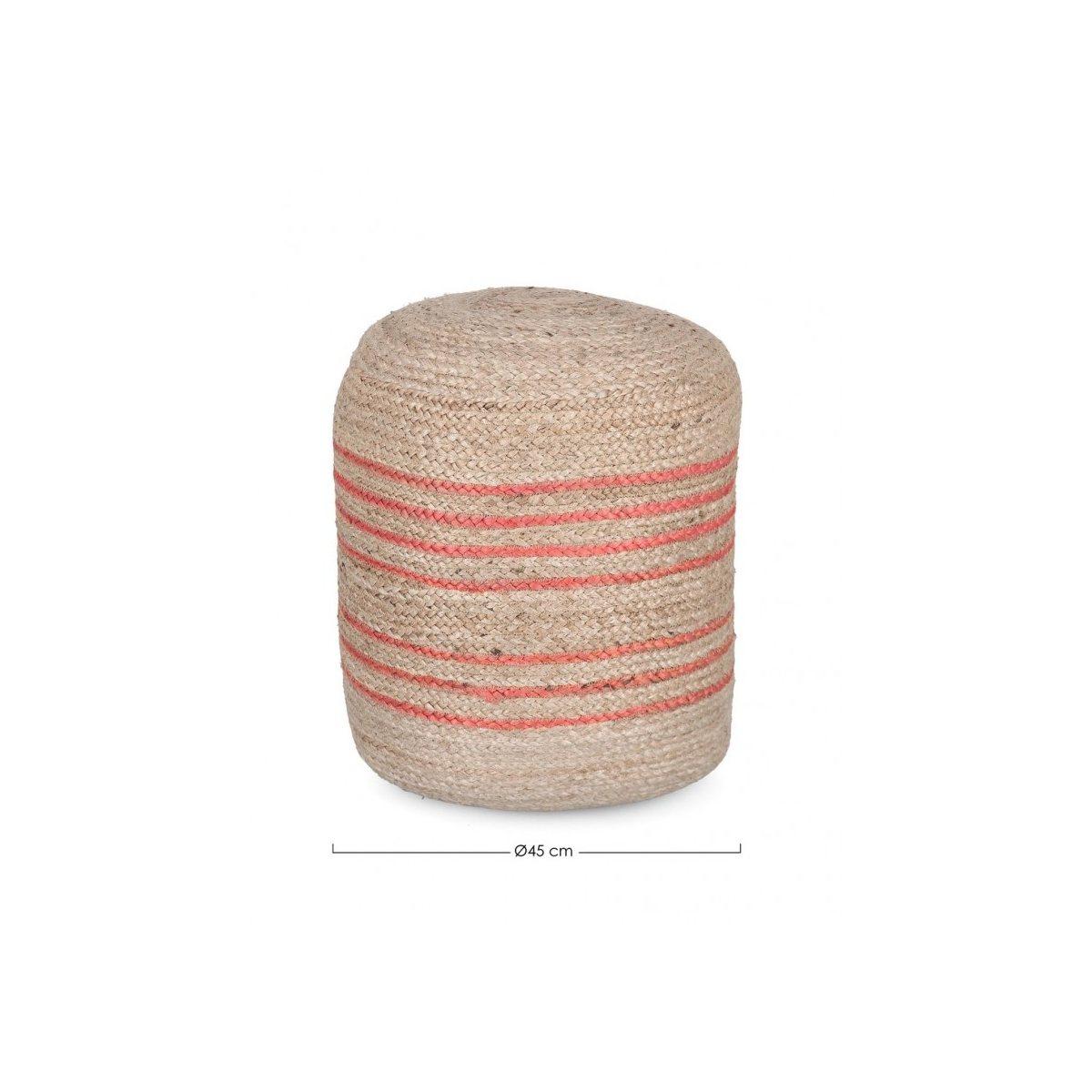 Pouf Ankit Naturale-Arancione cm.Ã?45 | Bizzotto