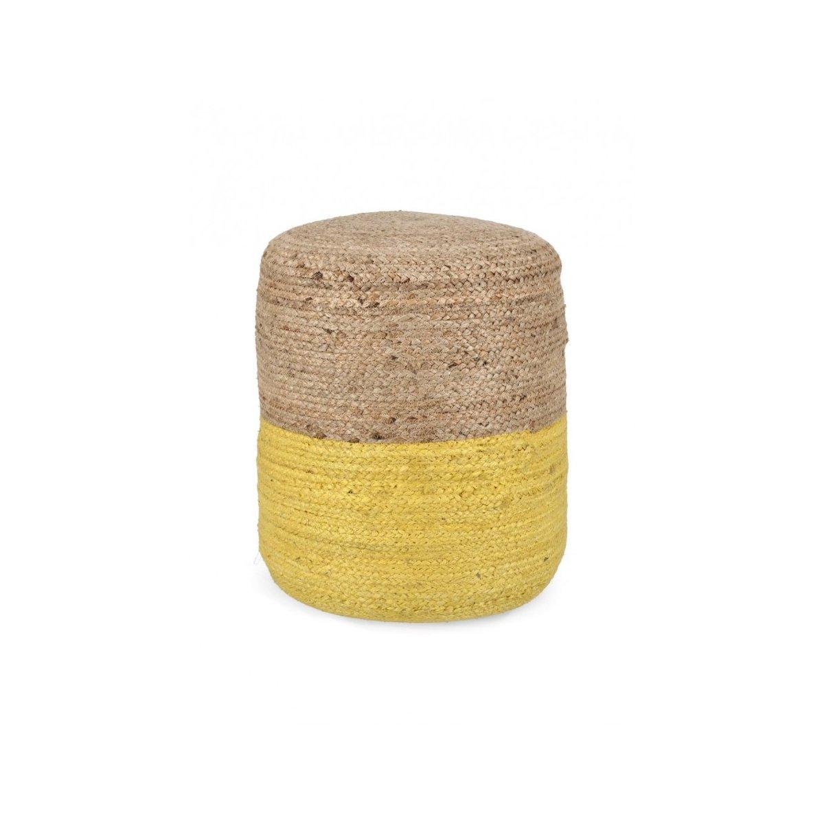 Pouf Jalaja Naturale-Giallo cm.Ã?45 | Bizzotto