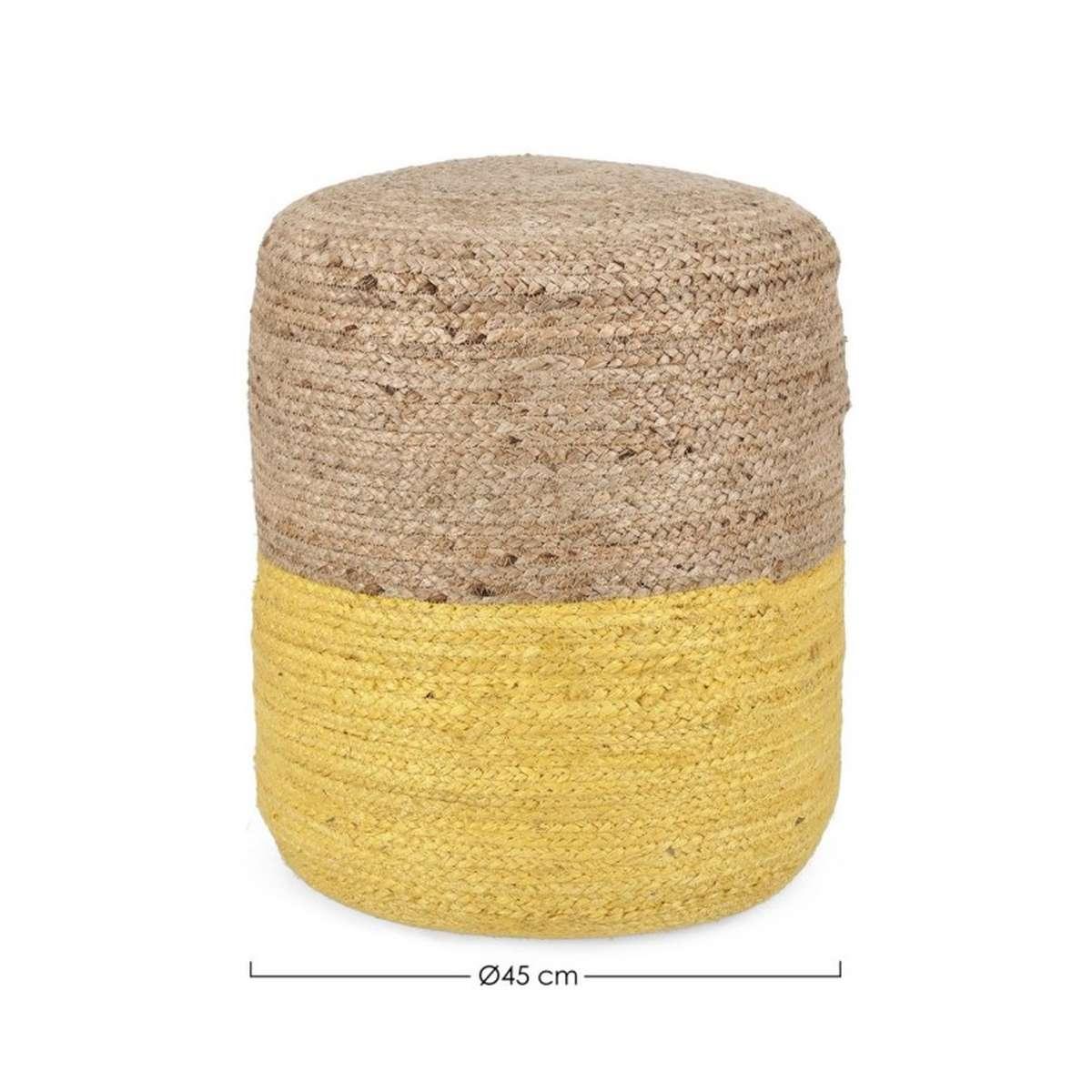 Pouf Jalaja Naturale-Giallo cm.Ã?45 | Bizzotto