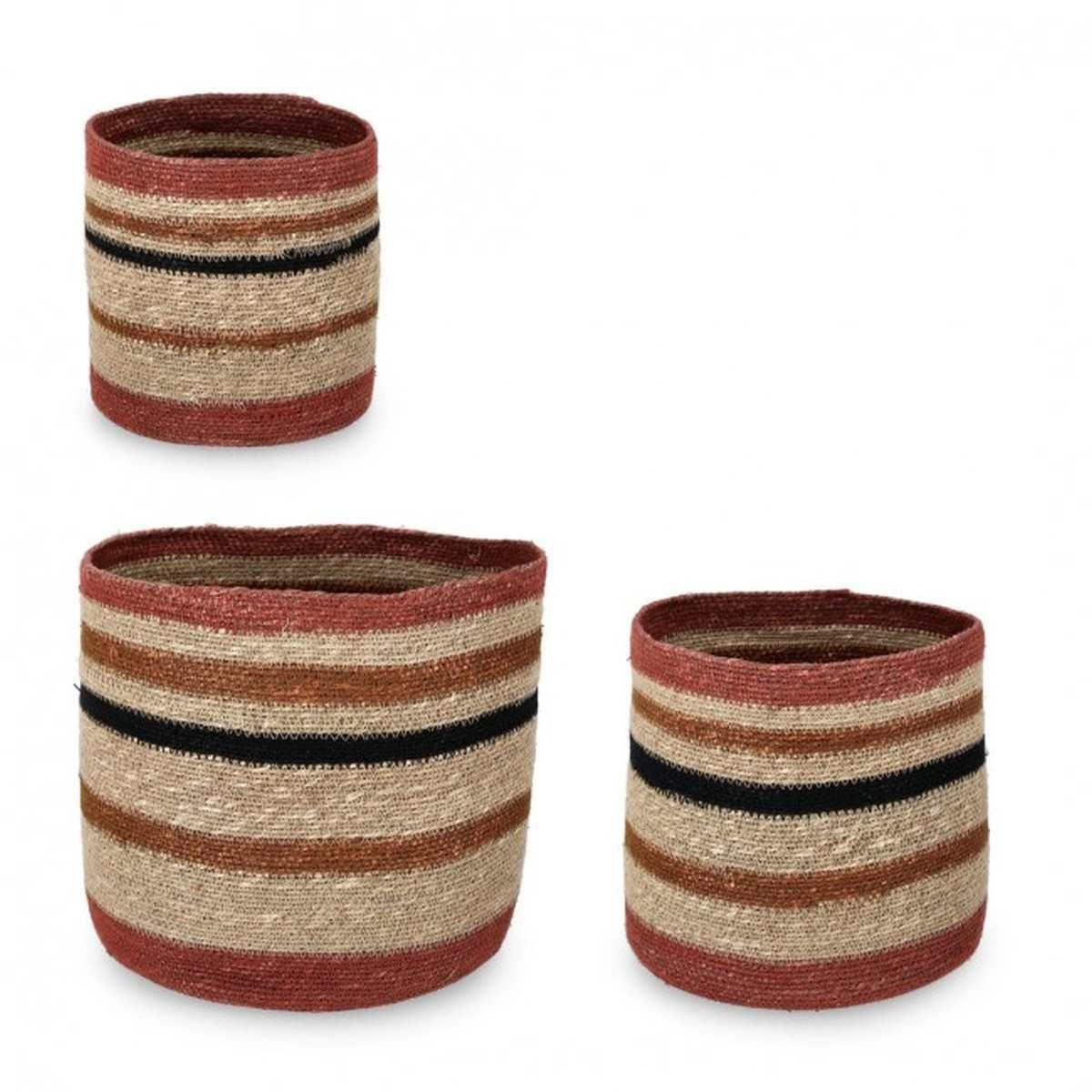 Cesto Set pz.3 Waylon Tondo Nat-Rosso | Bizzotto