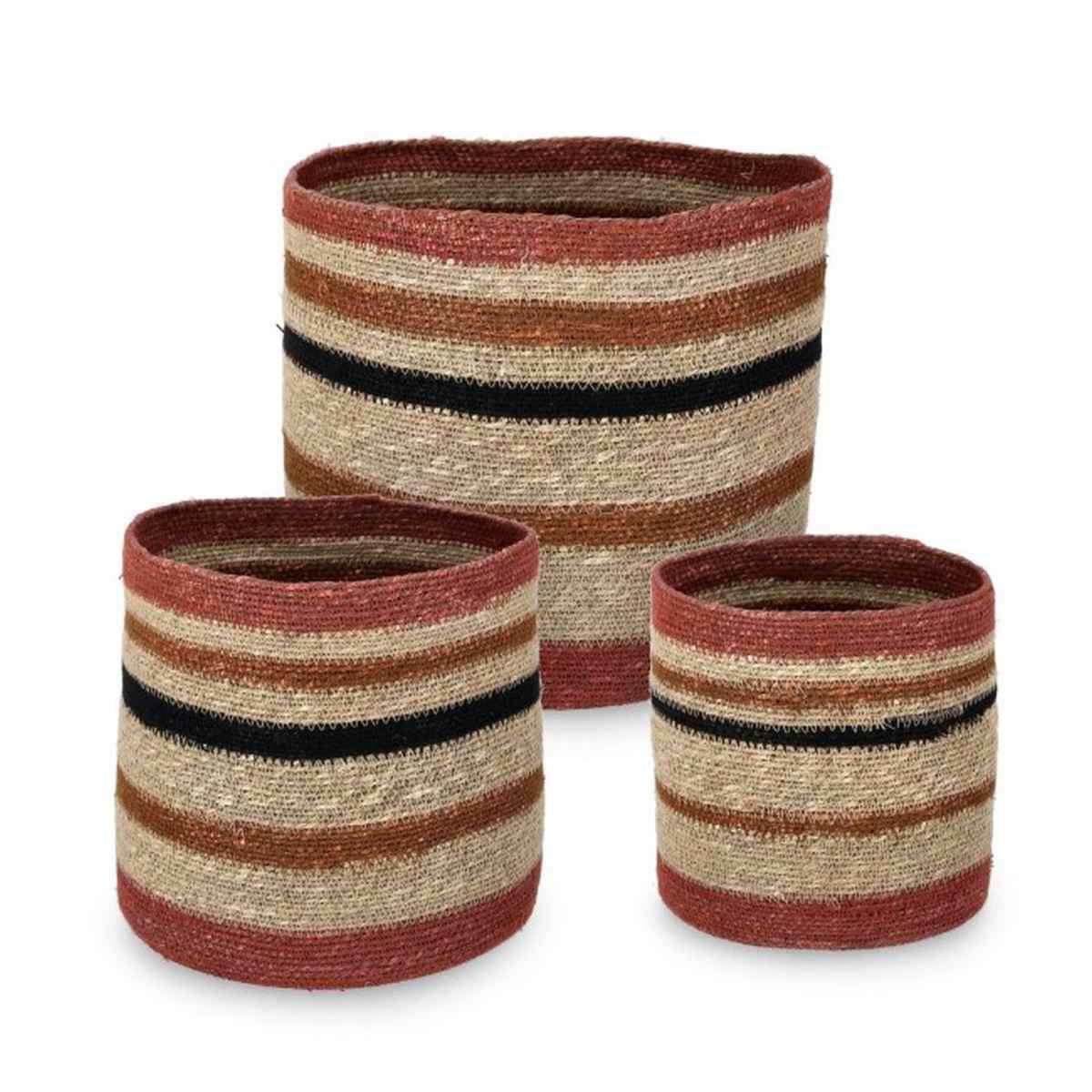 Cesto Set pz.3 Waylon Tondo Nat-Rosso | Bizzotto