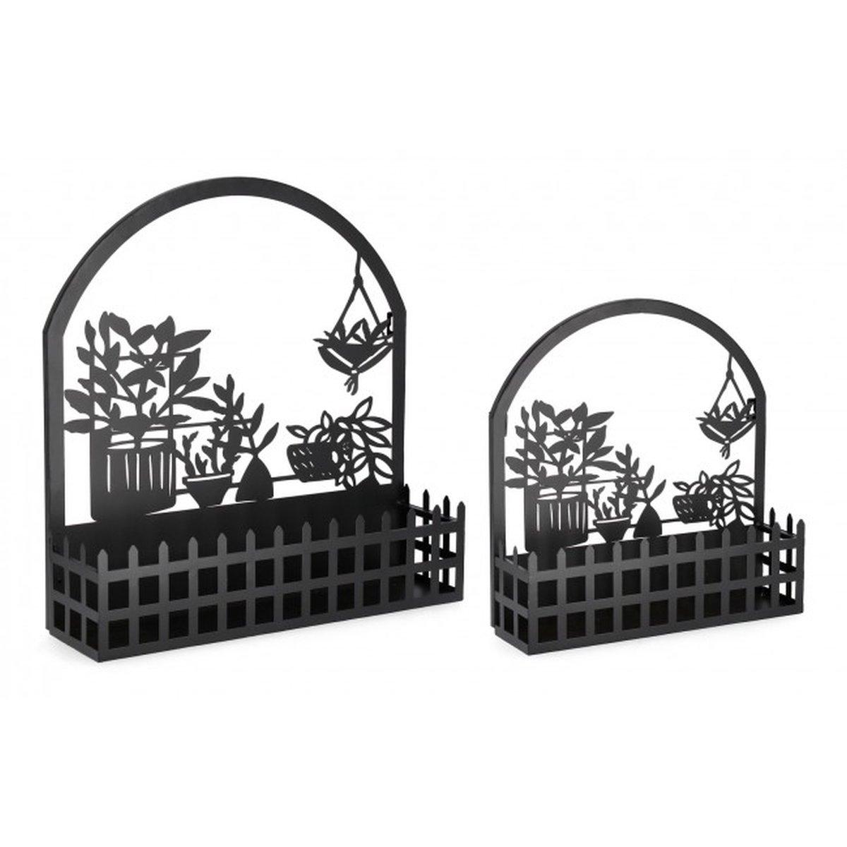 Portafiori Set pz.2 Rosangela Piantine Nero | Bizzotto