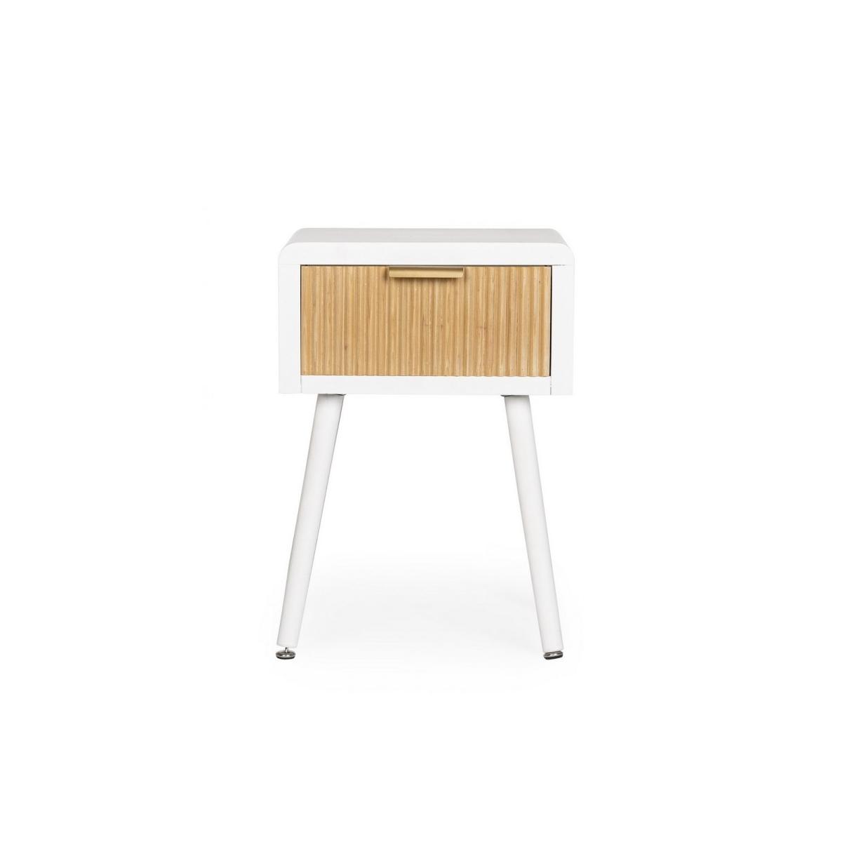 Comodino 1 Cassetto Charley Bianco-Naturale cm.H57 | Bizzotto