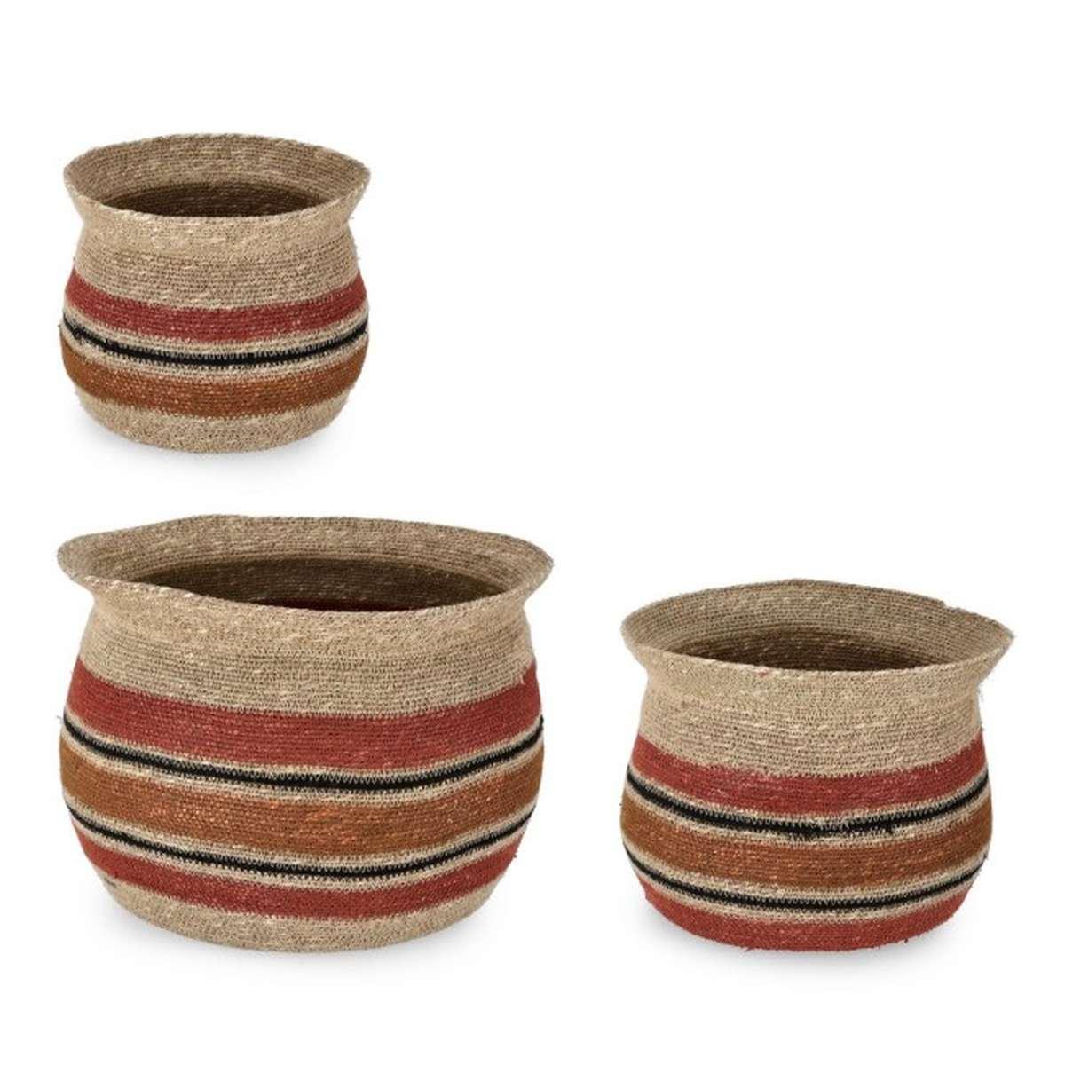 Cesto Set pz.3 Waylon Anfora Basso Nat-Rosso | Bizzotto