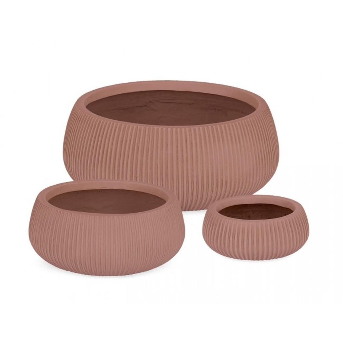 Portavaso Set pz.3 Ribbed Bomb Terracotta Basso | Bizzotto