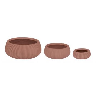 Portavaso Set pz.3 Ribbed Bomb Terracotta Basso | Bizzotto