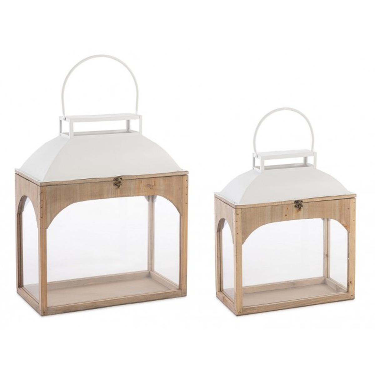 Lanterna Set pz.2 Shayra Rettangolare Nat-Bianco | Bizzotto
