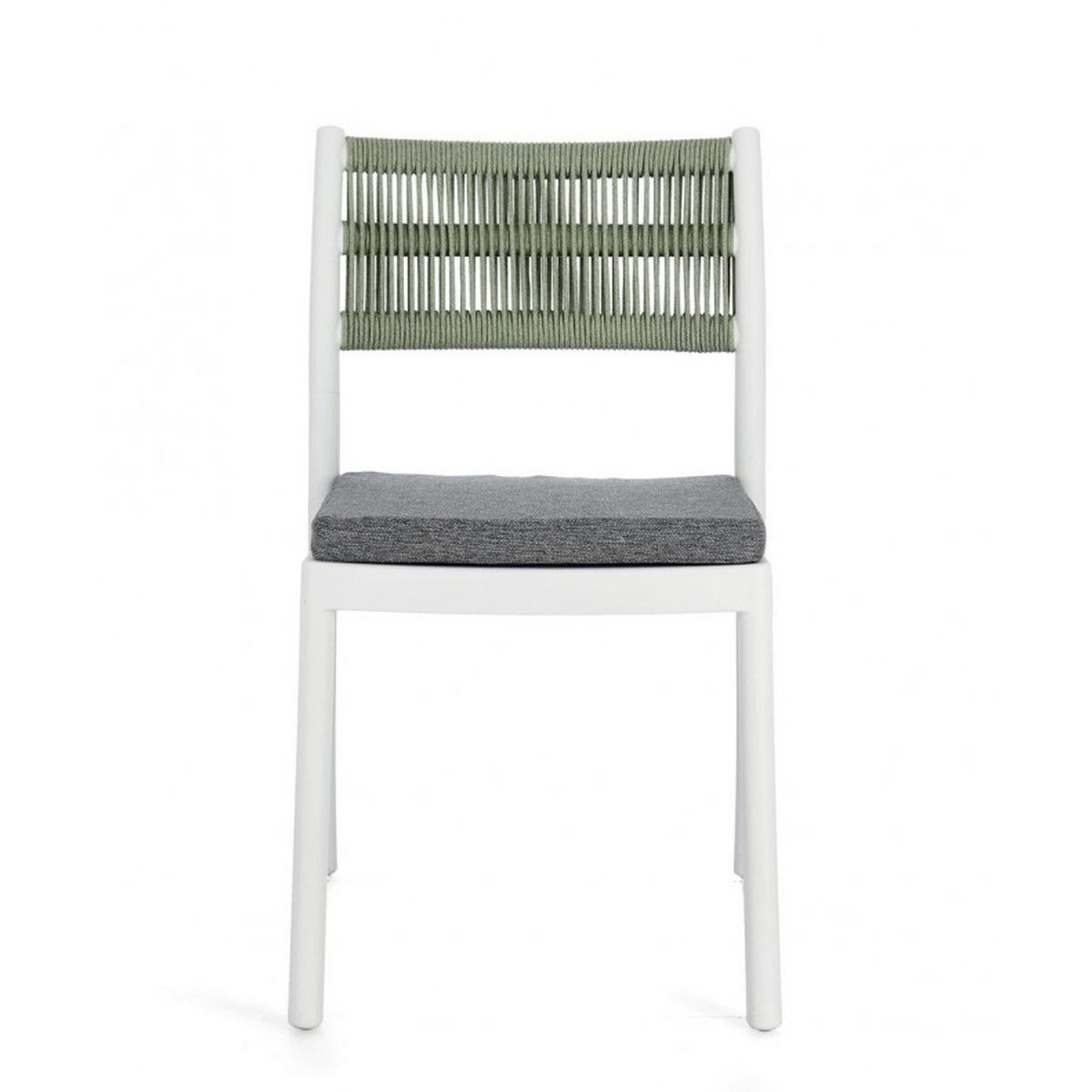 Sedia con Cuscino Alvin Bianco/Verde | Bizzotto
