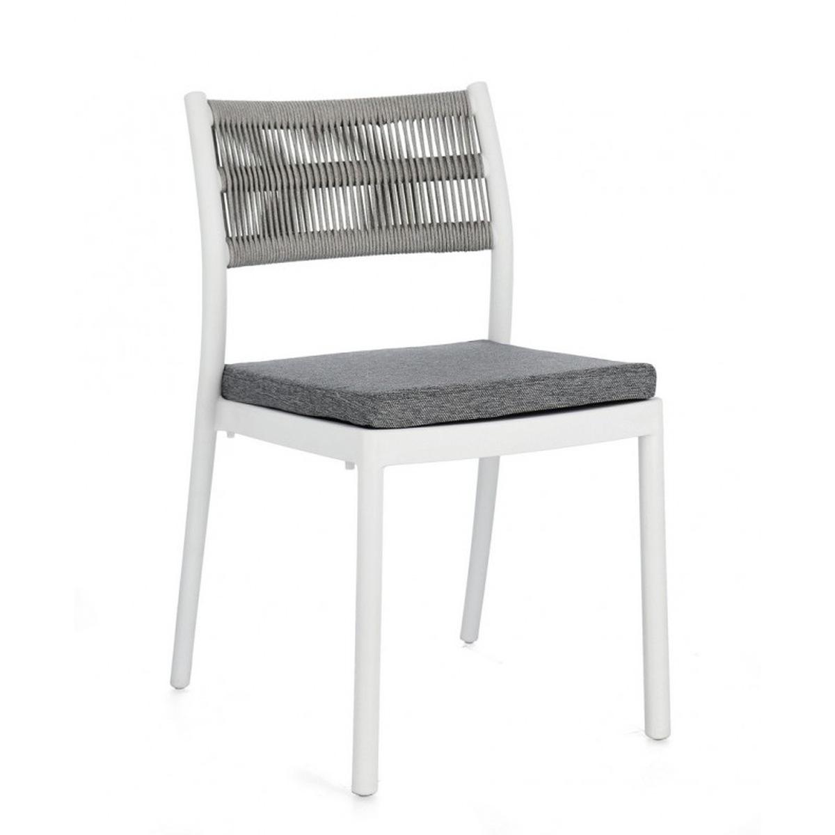 Sedia con Cuscino Alvin Bianco/Grigio Chiaro | Bizzotto