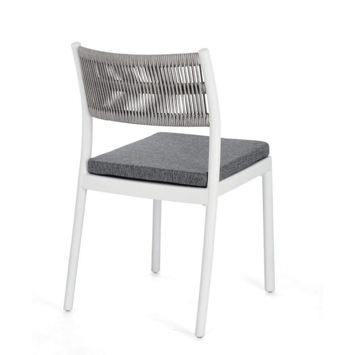 Sedia con Cuscino Alvin Bianco/Grigio Chiaro | Bizzotto