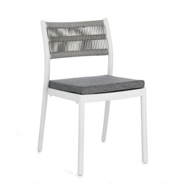 Sedia con Cuscino Alvin Bianco/Grigio Chiaro | Bizzotto