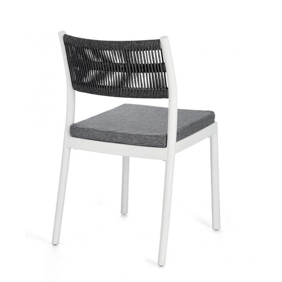 Sedia con Cuscino Alvin Bianco/Grigio Scuro | Bizzotto