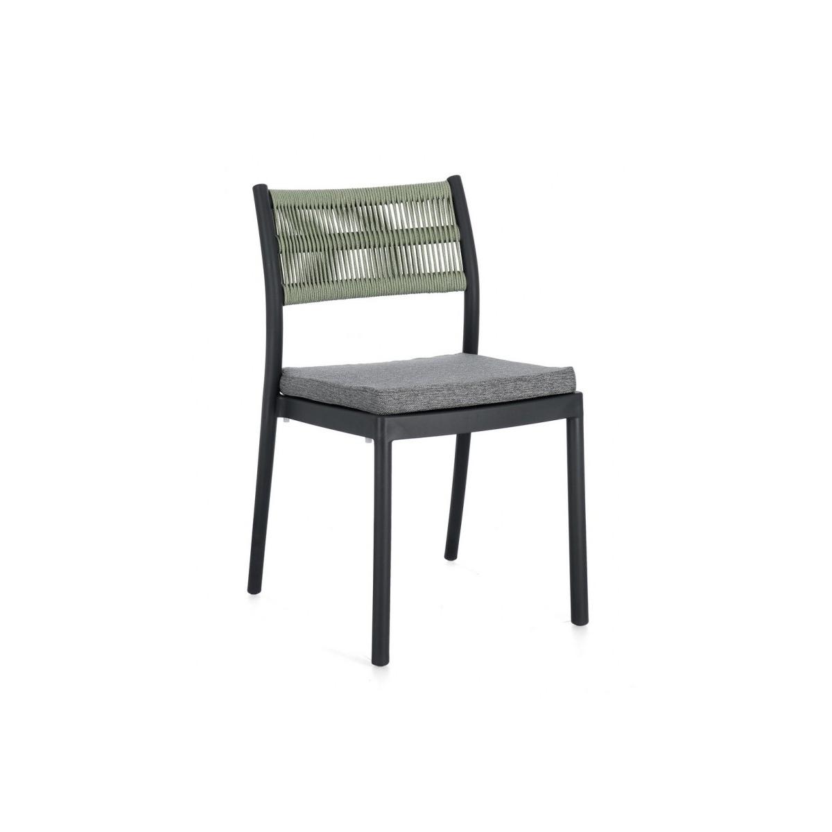 Sedia con Cuscino Alvin Antracite/Verde | Bizzotto