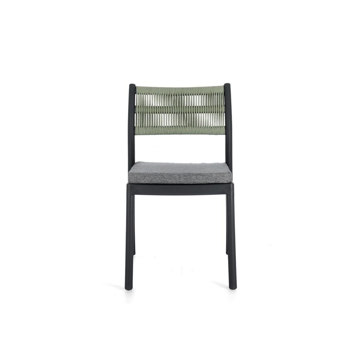 Sedia con Cuscino Alvin Antracite/Verde | Bizzotto