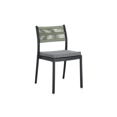 Sedia con Cuscino Alvin Antracite/Verde | Bizzotto