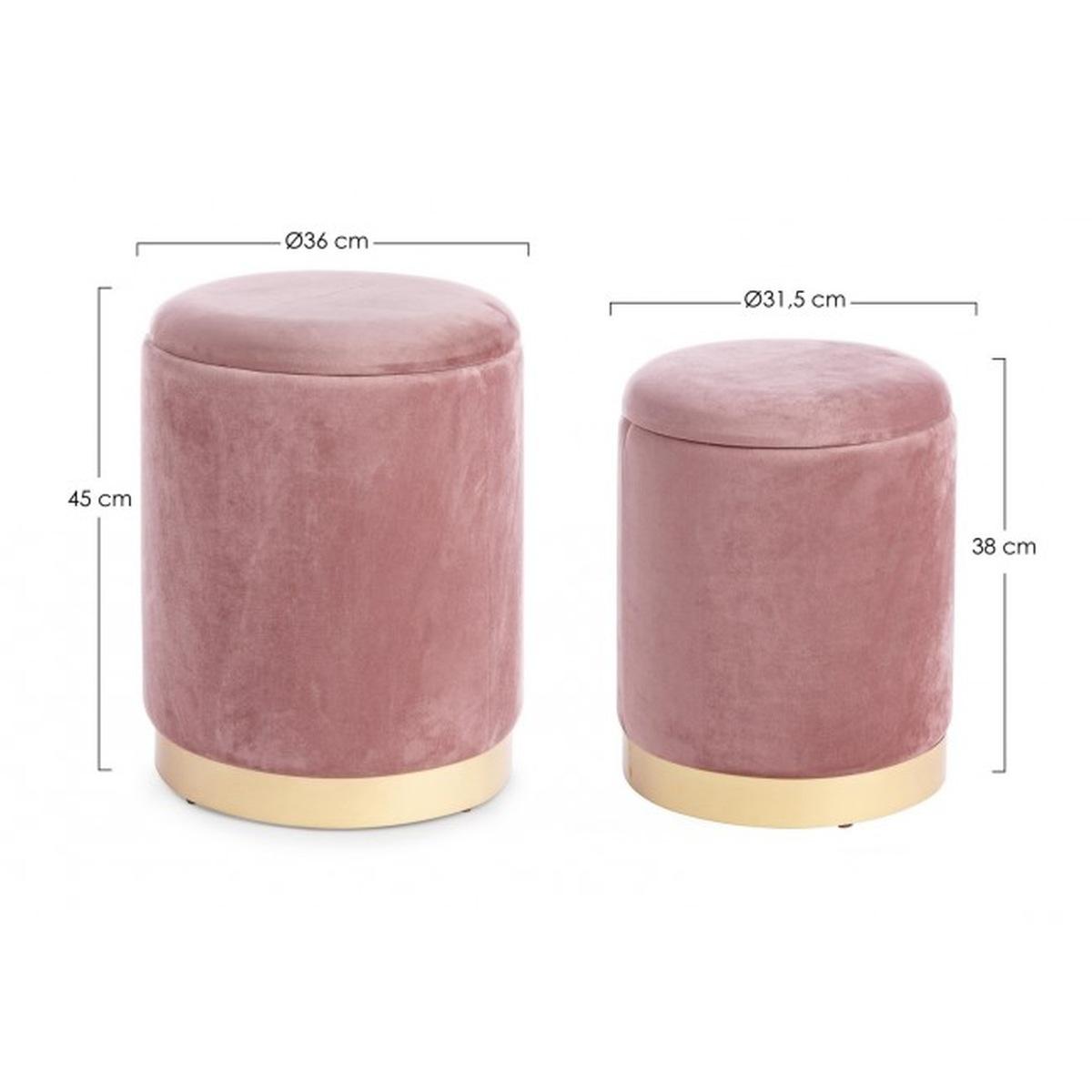 Pouf Set pz.2 Contenitore Polina Rosa Antico | Bizzotto