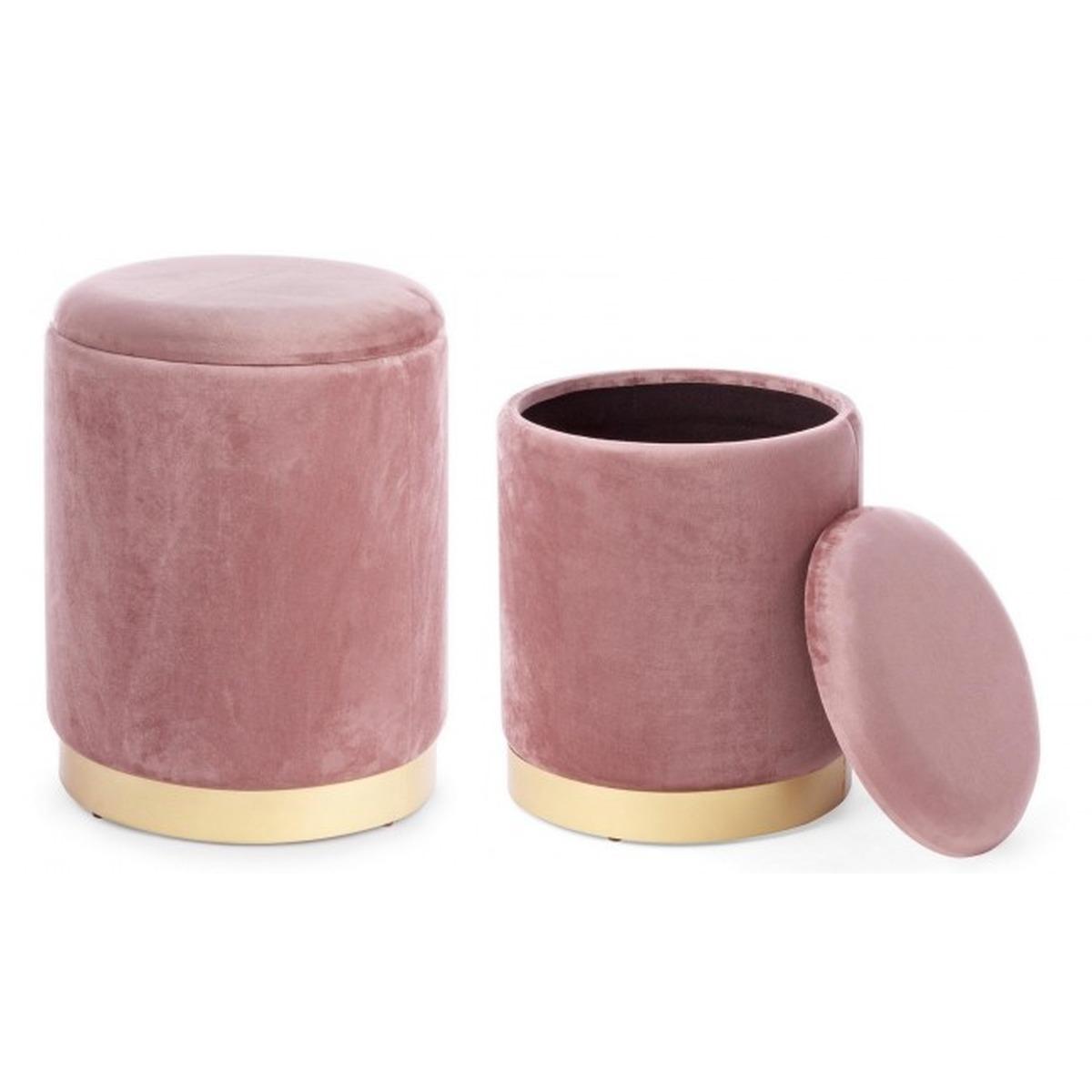 Pouf Set pz.2 Contenitore Polina Rosa Antico | Bizzotto