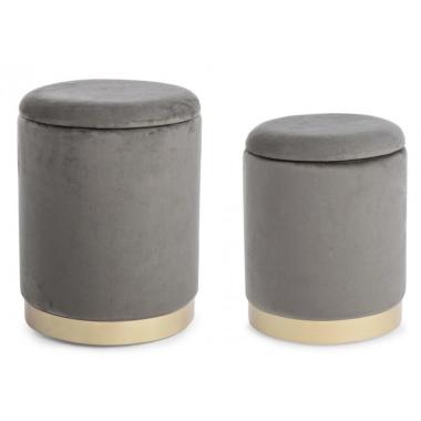 Pouf Set pz.2 Contenitore Polina Grigio | Bizzotto