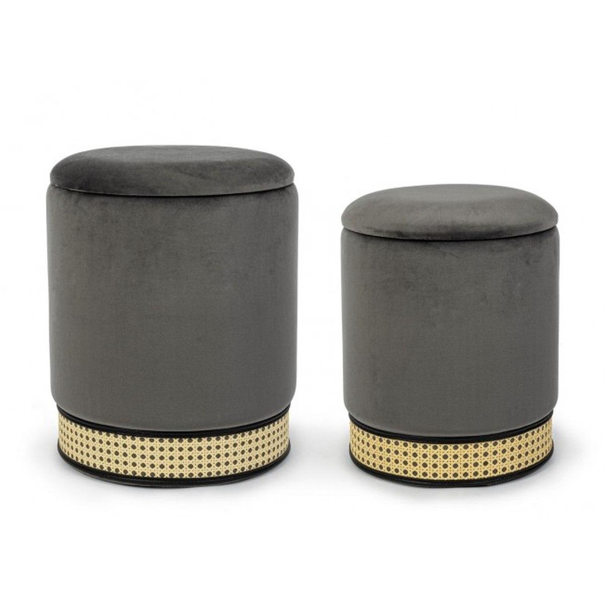 Pouf Set pz.2 Contenitore Milena Grigio Sc | Bizzotto