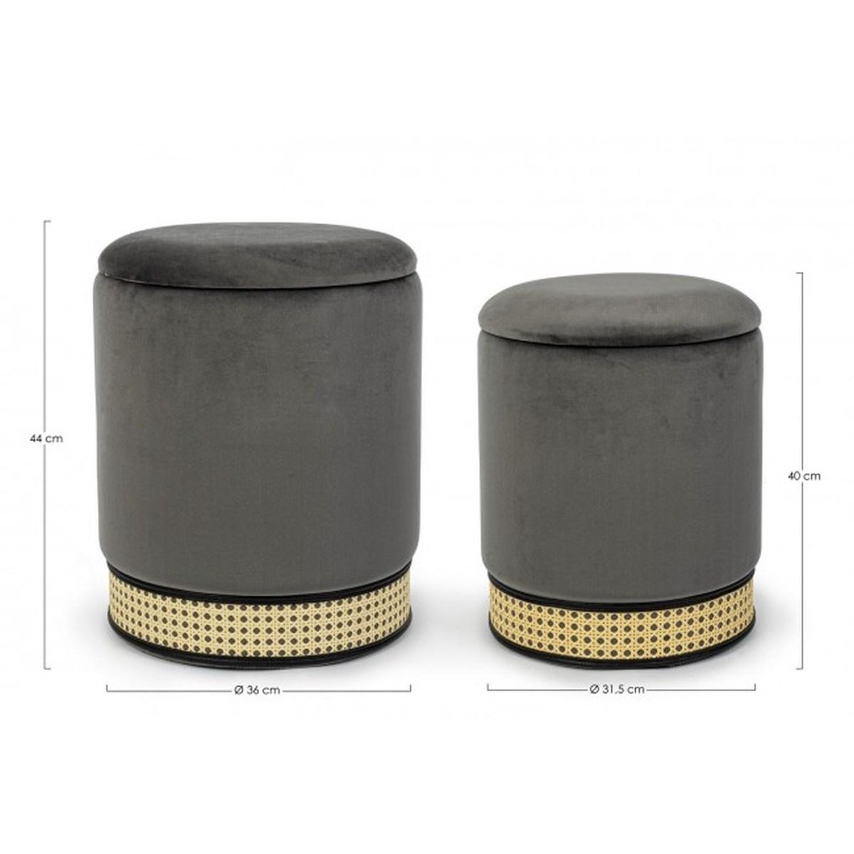 Pouf Set pz.2 Contenitore Milena Grigio Sc | Bizzotto