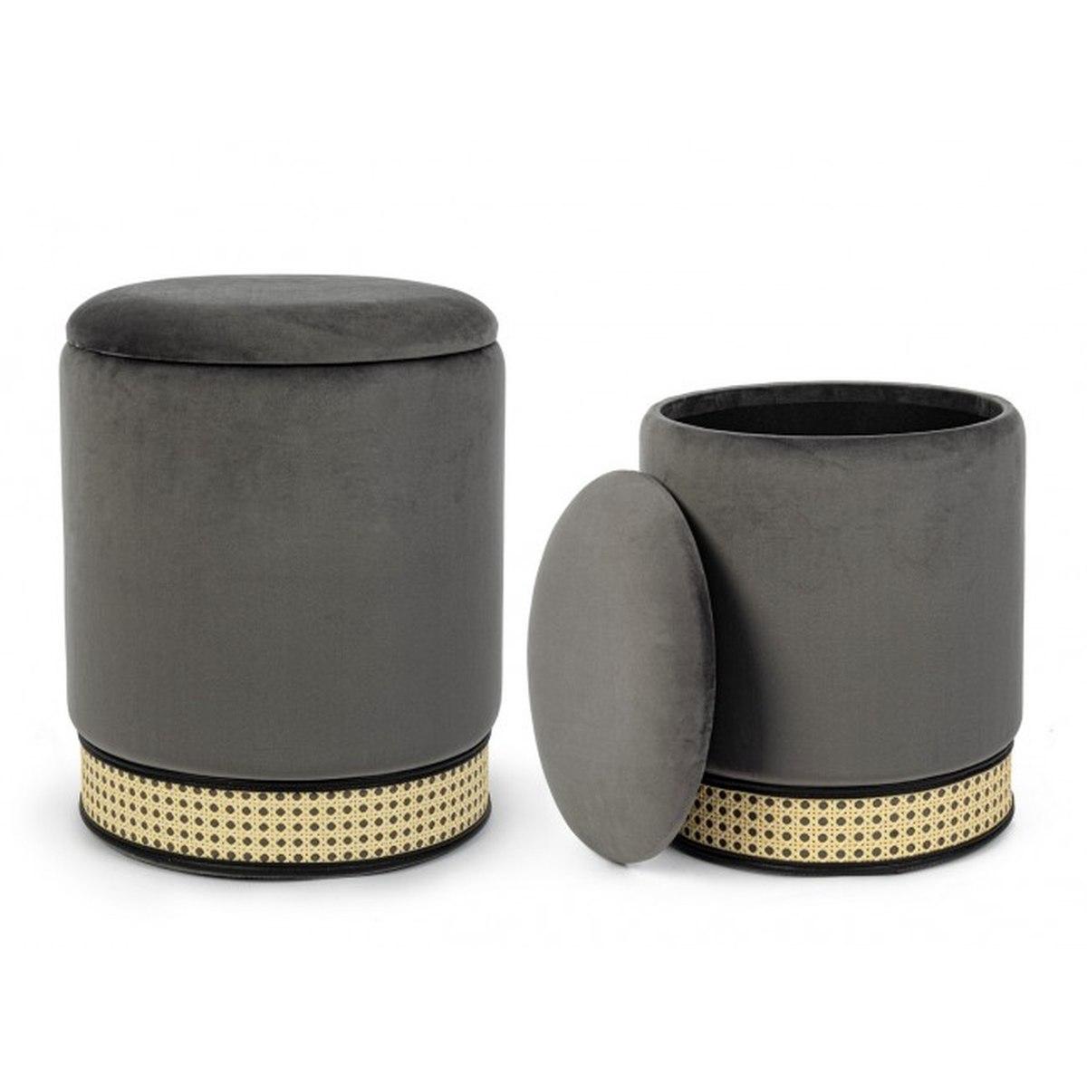 Pouf Set pz.2 Contenitore Milena Grigio Sc | Bizzotto