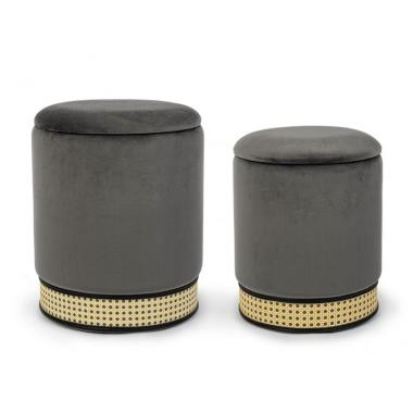 Pouf Set pz.2 Contenitore Milena Grigio Sc | Bizzotto