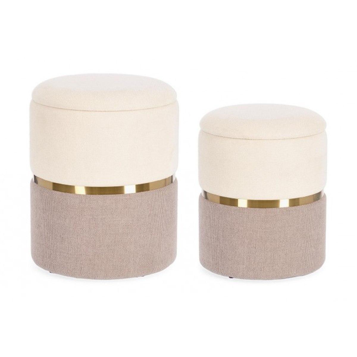 Pouf Set pz.2 Contenitore Radinka Bia-Rosa | Bizzotto