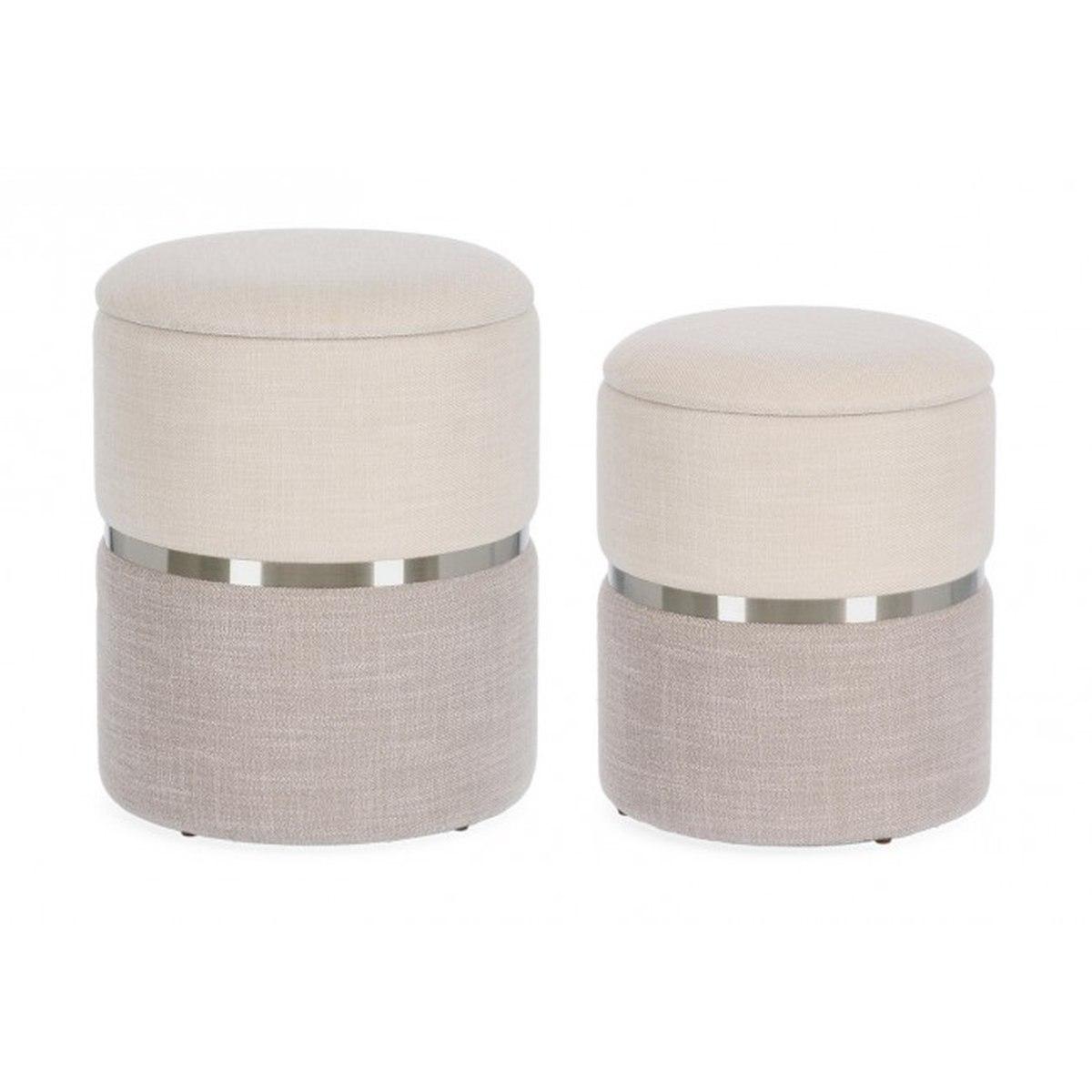 Pouf Set pz.2 Contenitore Radinka Bia-Grigio | Bizzotto