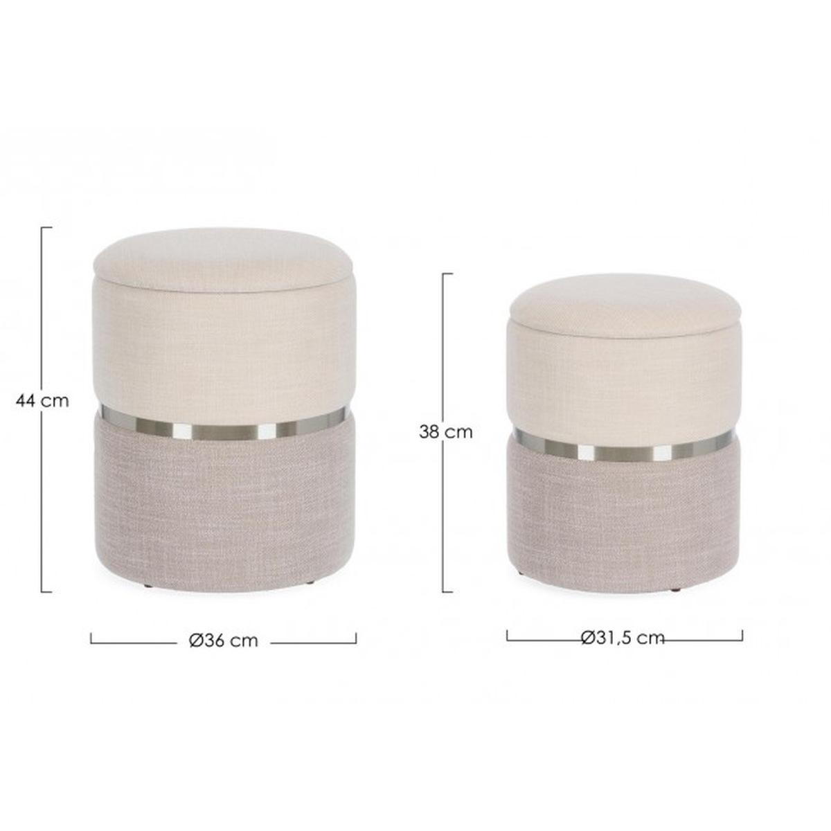 Pouf Set pz.2 Contenitore Radinka Bia-Grigio | Bizzotto