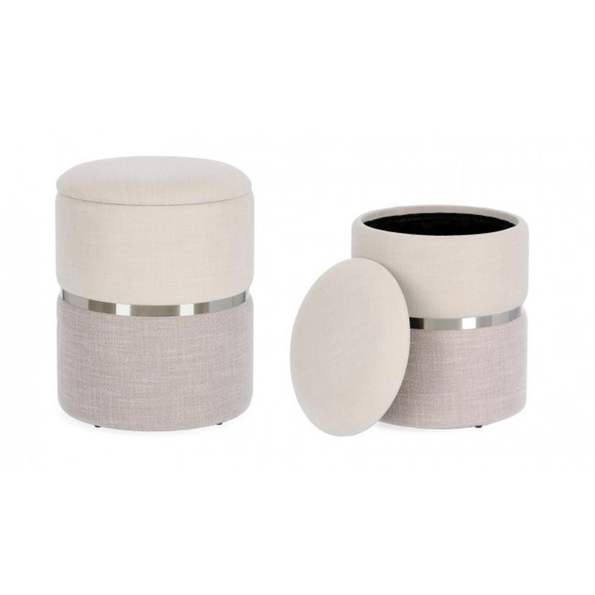 Pouf Set pz.2 Contenitore Radinka Bia-Grigio | Bizzotto
