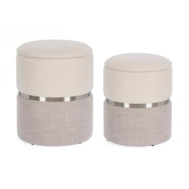 Pouf Set pz.2 Contenitore Radinka Bia-Grigio | Bizzotto