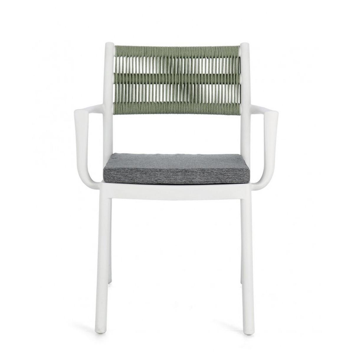 Sedia con Braccioli E Cuscino Alvin Bianco/Verde | Bizzotto