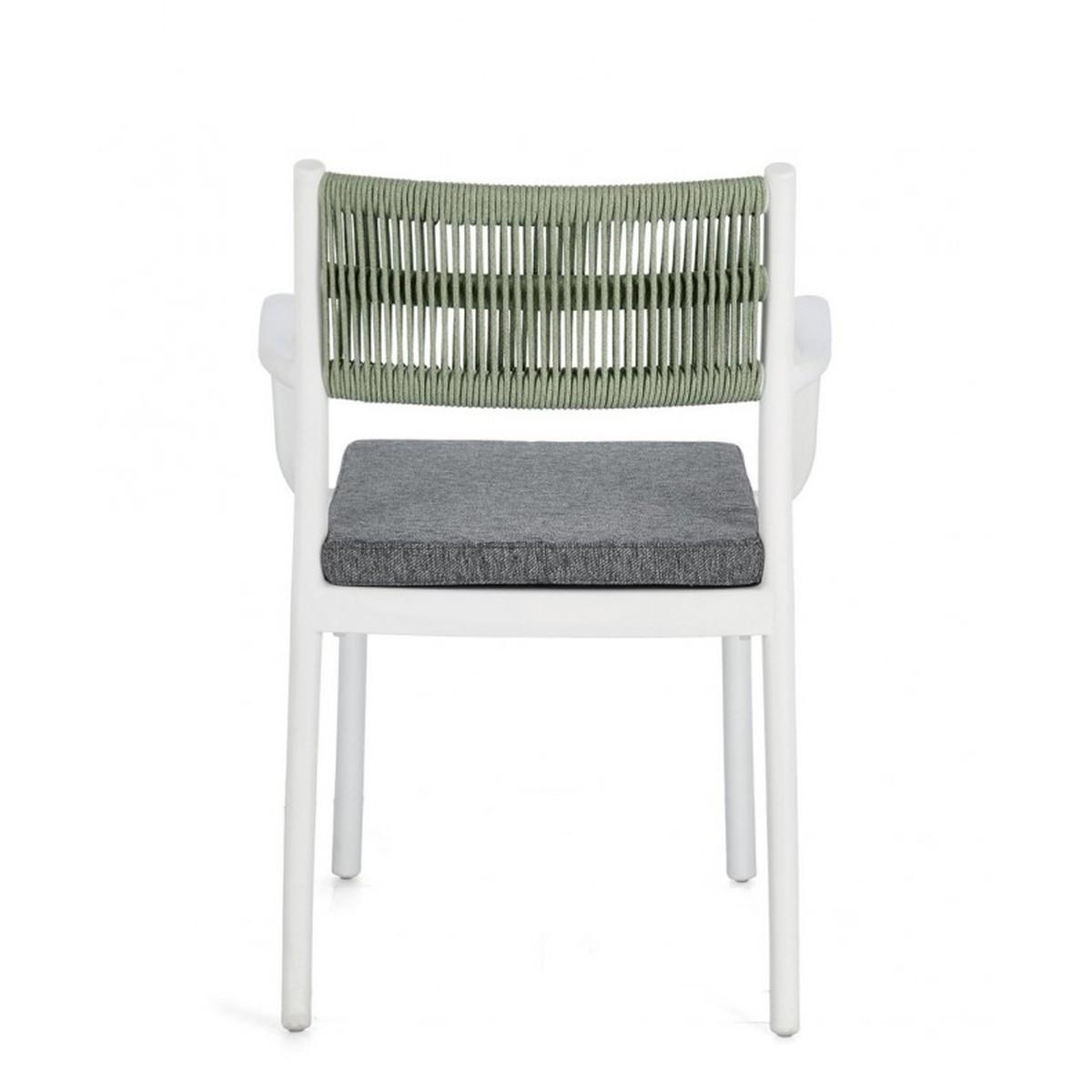 Sedia con Braccioli E Cuscino Alvin Bianco/Verde | Bizzotto