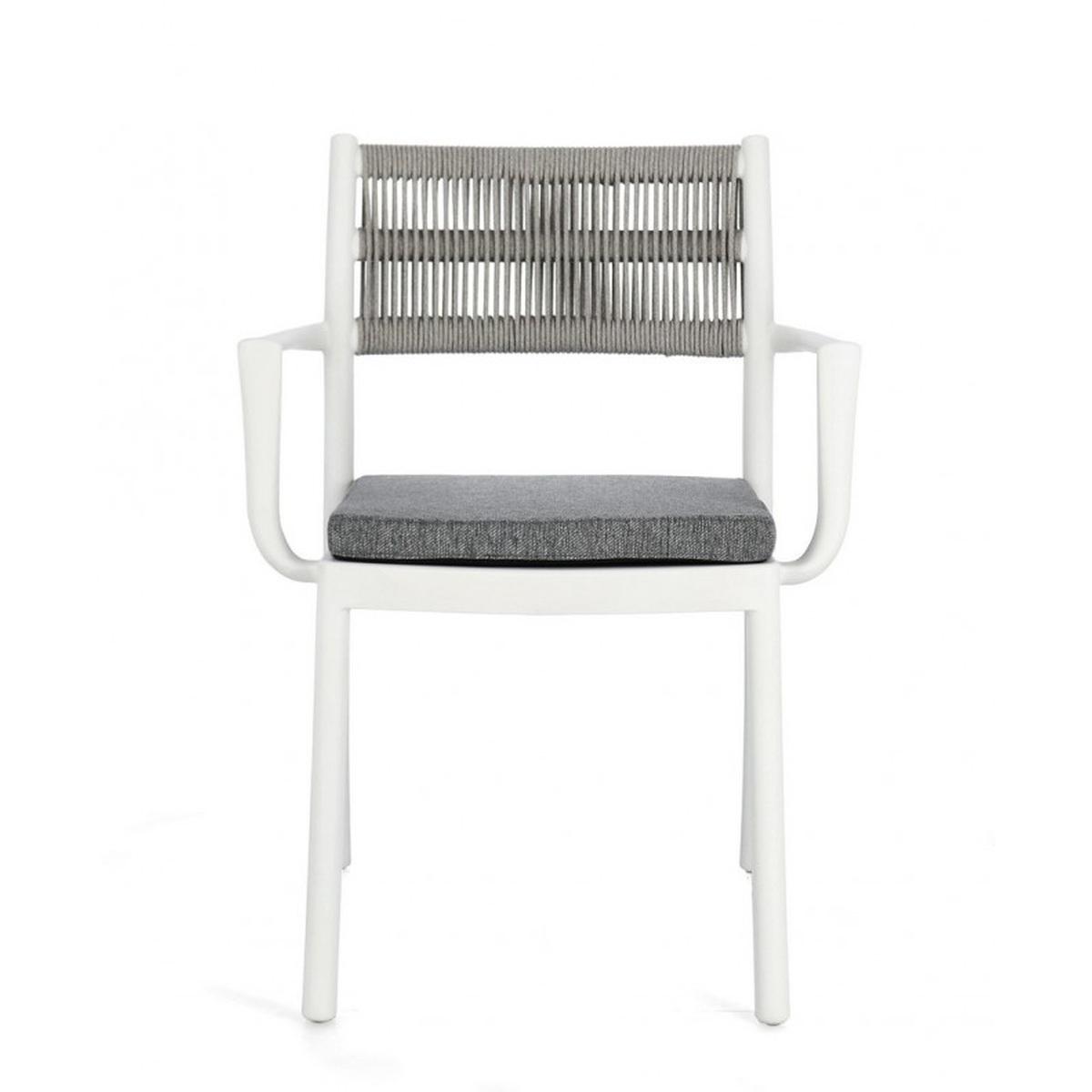 Sedia con Braccioli E Cuscino Alvin Bianco/Grigio Ch. | Bizzotto