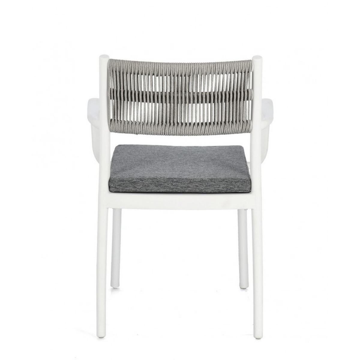 Sedia con Braccioli E Cuscino Alvin Bianco/Grigio Ch. | Bizzotto