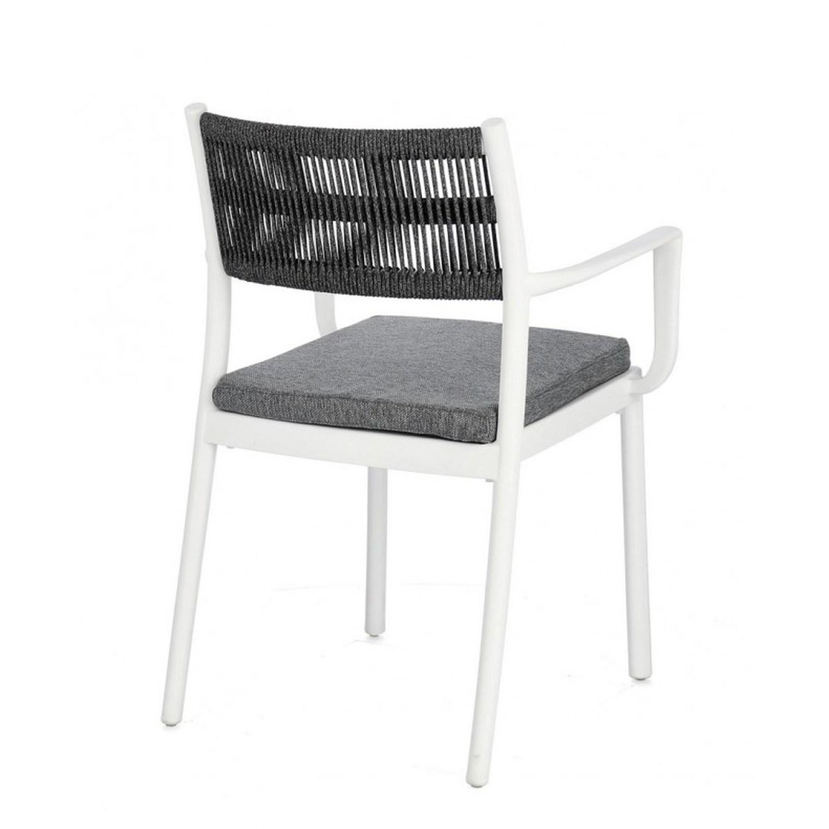 Sedia con Braccioli E Cuscino Alvin Bianco/Grigio Scuro | Bizzotto