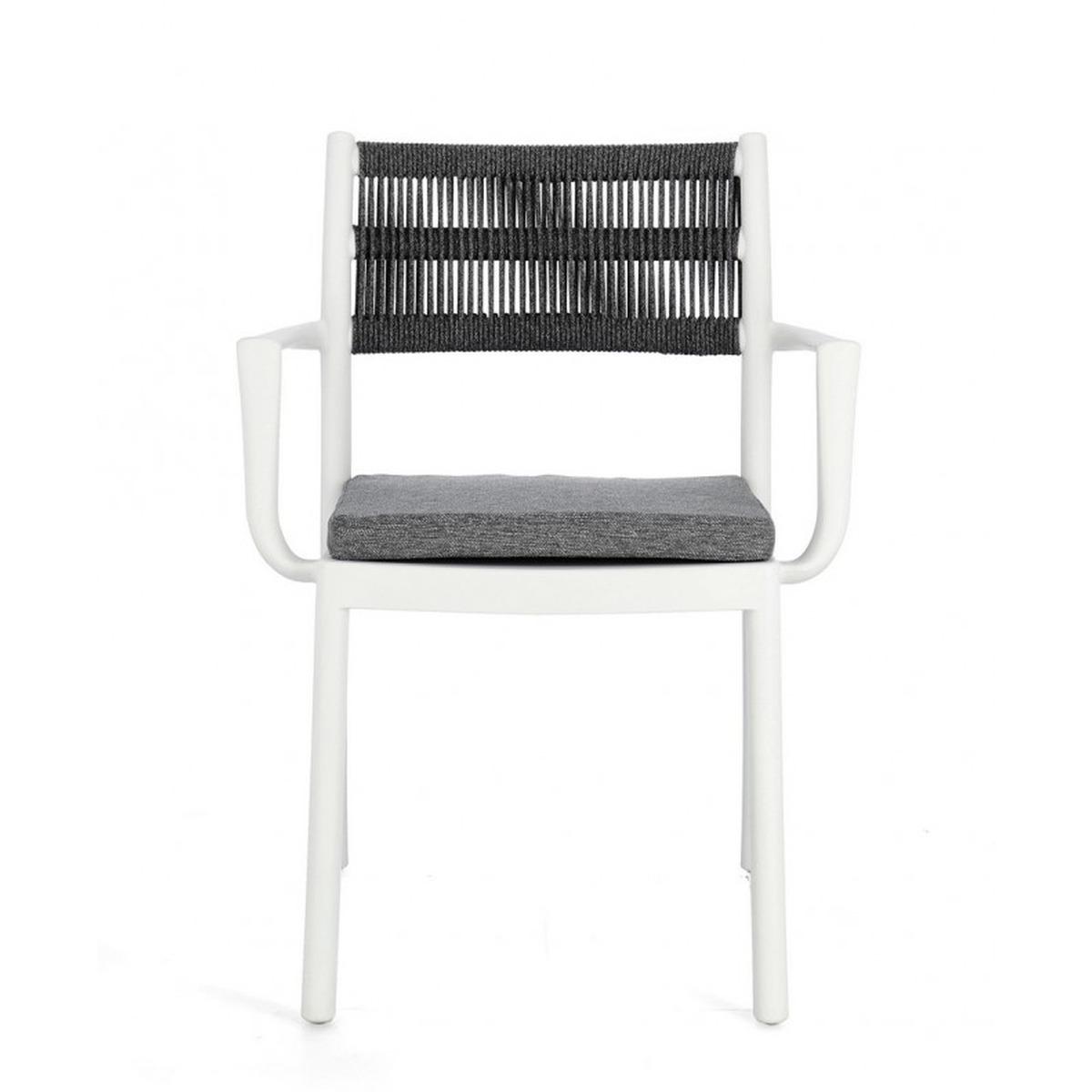 Sedia con Braccioli E Cuscino Alvin Bianco/Grigio Scuro | Bizzotto
